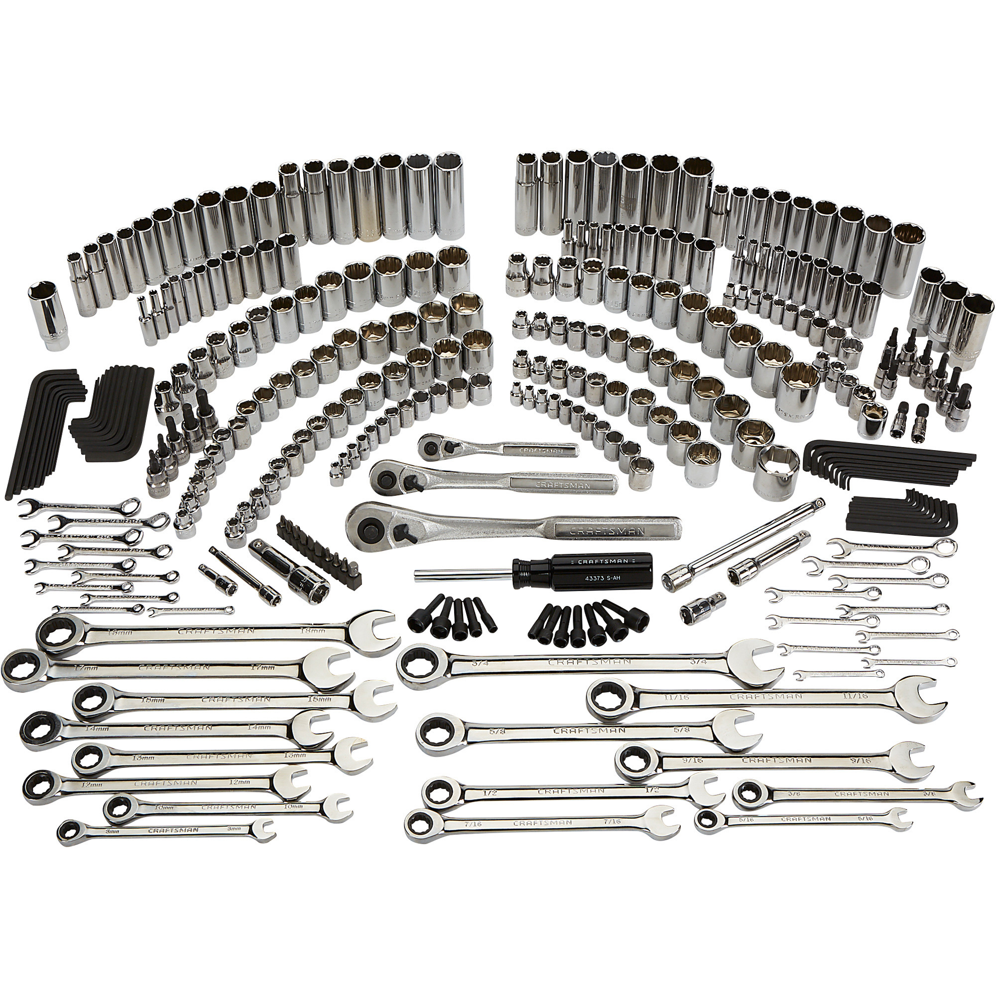 Craftsman Mechanic's Tool Set, 309-Pc., 1/4in., 3/8in., 1/2in. Drive, SAE and Metric, Model# CMMT82333